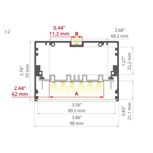 Profil LED MOD-100 srebrny anodowany, odcinki 1m, 2m, 3m wymiar.jpg
