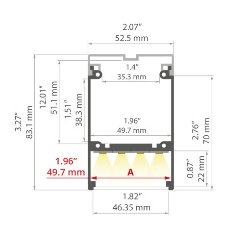 Profil GLADES do budowy bryzgo-szczelnych opraw; odcinki 1m, 2m, 3m wymiary.jpg