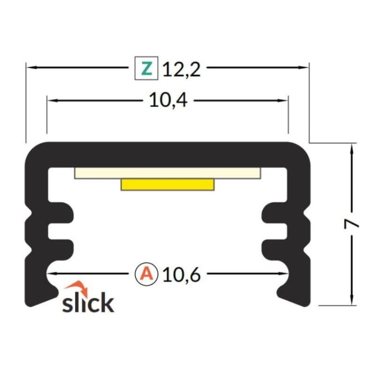 Profil LED SLIM8 nieanodowany, klosz mleczny dostępne długości 1m, 2m wymiar.jpg
