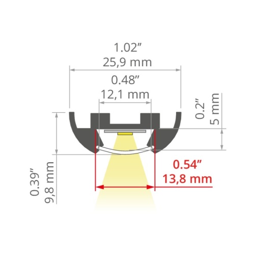 Profil LED TOST anodowany klosz szroniony dostępne długości  1m, 2m wymiar.jpg