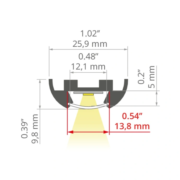 Profil LED TOST anodowany klosz szroniony dostępne długości  1m, 2m wymiar.jpg