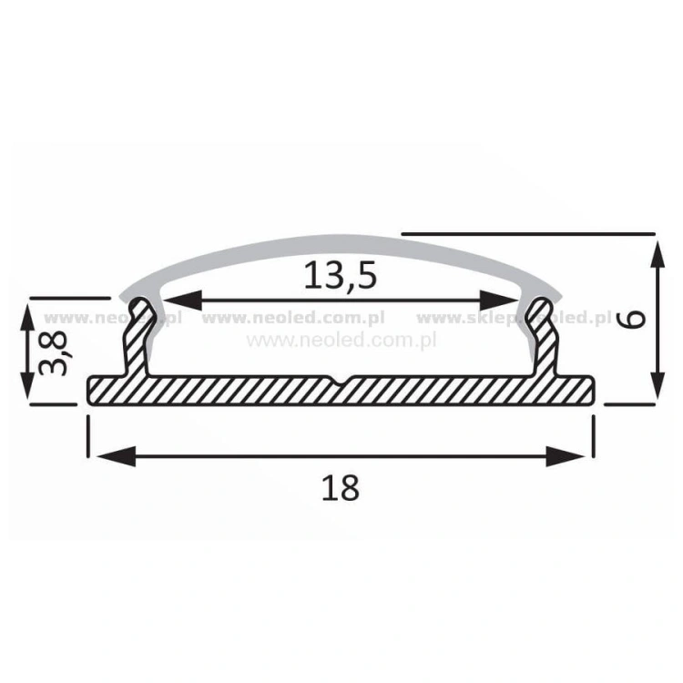 Profil LED GREY-18T klosz transparentny, długości 1m, 2m wymiar.jpg