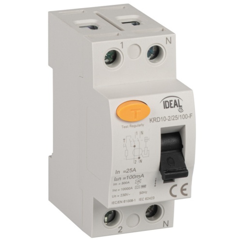 Wyłącznik różnicowo-prądowy, 2P KRD10-2/25/100-F