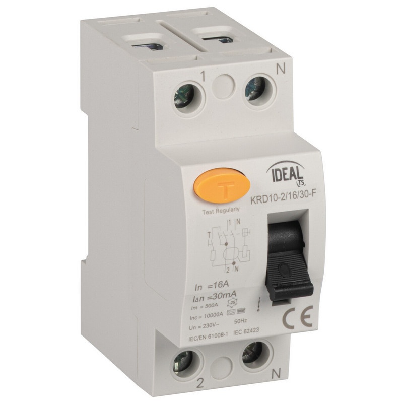 Wyłącznik różnicowo-prądowy, 2P KRD10-2/16/30-F