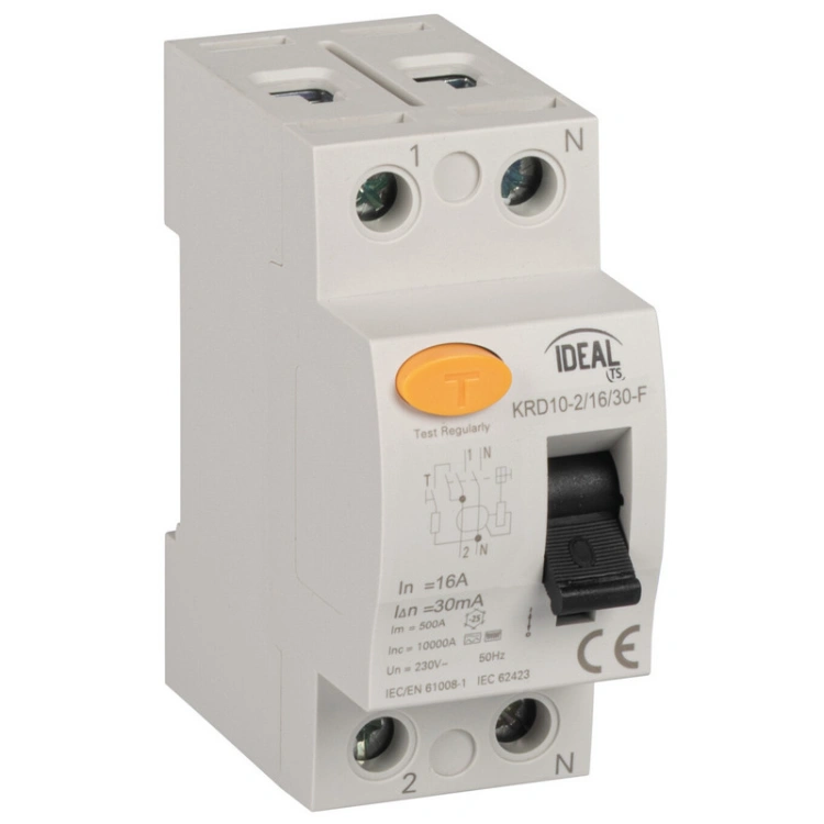 Wyłącznik różnicowo-prądowy, 2P KRD10-2/16/30-F