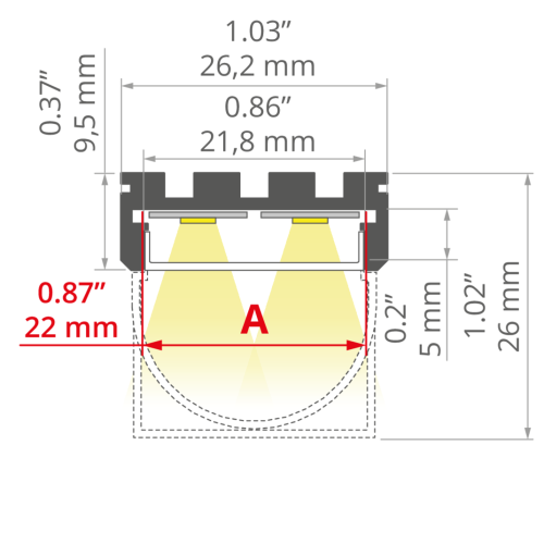 Profil LED Giza anodowany klosz transparentny, odcinki 1m, 2m 3m wymiar.png