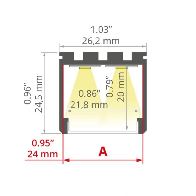 Profil LED LIPOD anodowany, klosz mleczny odcinki 1m, 2m, 3m wymiar.jpg