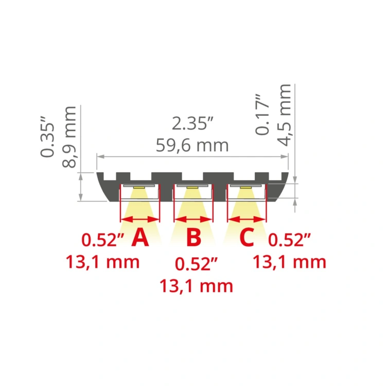 Profil LED Triada klosz mleczny, odcinki 1m, 2m, 3m wymiar.jpg