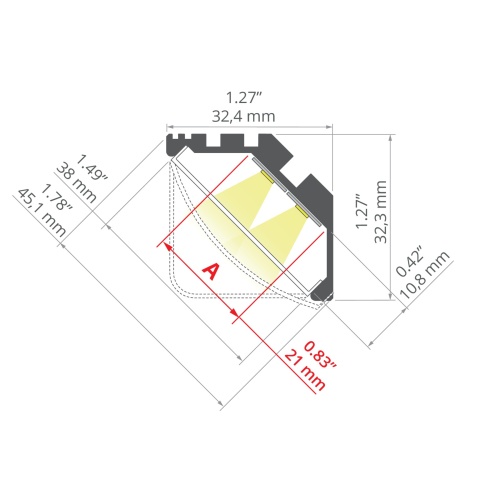 Profil LED KOPRO anodowany klosz kątowy mleczny; odcinki 1m, 2m, 3m wymiar.jpg