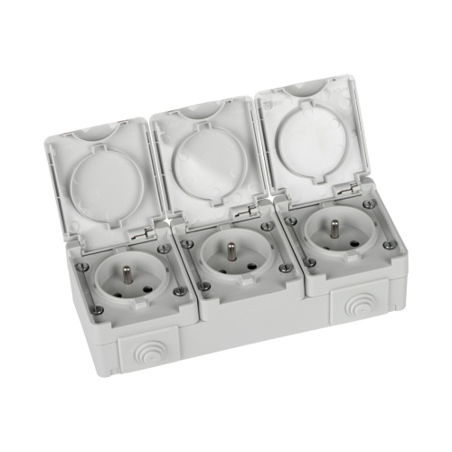 Gniazdo zasilające francuskie z ochroną styków TEKNO IP65GR GN3x2P+Z