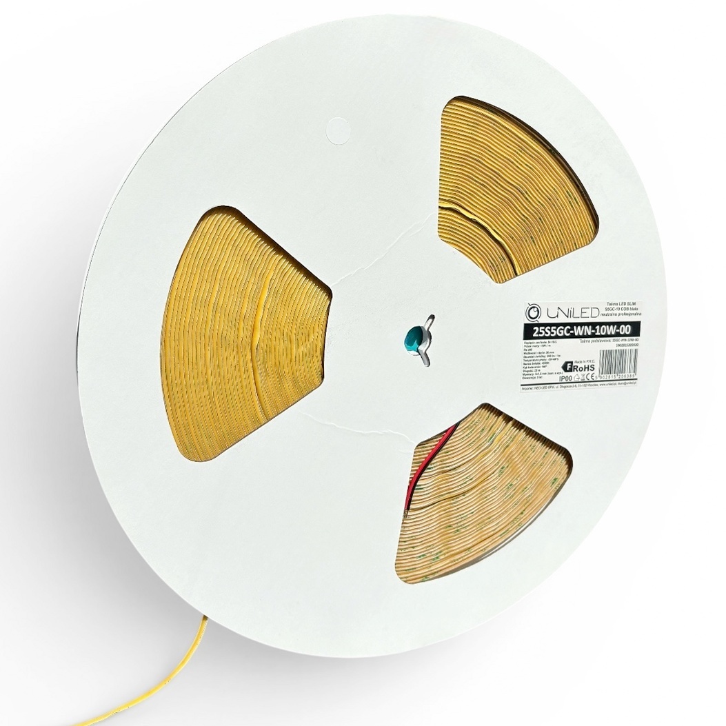 Taśma LED COB SLIM 5mm 10W 3000K 24V 930lm 25m