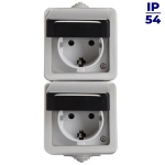 Gniazdo zasilające podwójne Schuko z ochroną styków TEKNO 05-2228-143 sz