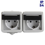 Gniazdo zasilające podwójne Schuko z ochroną styków TEKNO 05-1248-143 sz