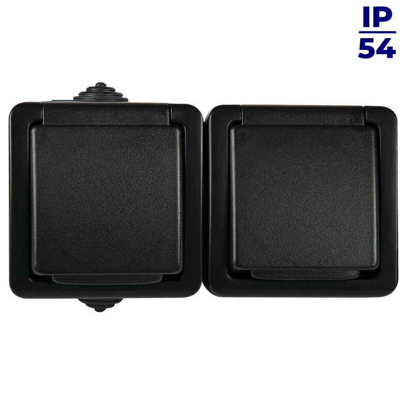 Gniazdo francuskie podwójne TEKNO 05-1254-141 czarne Kanlux 27356