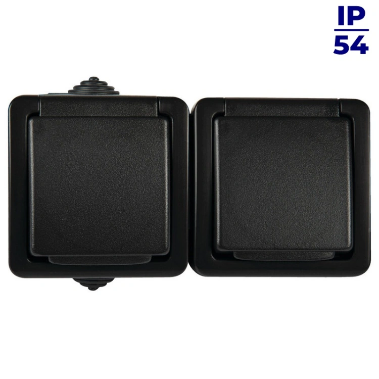 Gniazdo francuskie podwójne TEKNO 05-1254-141 czarne Kanlux 27356