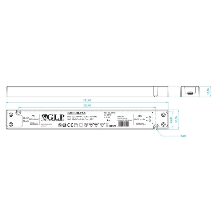 Zasilacz LED 12V 2,5A kompaktowy