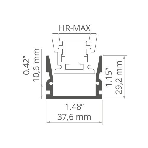 Listwa montażowa profil HR-MAX-T nieanodowany; odcinki 1m, 2m, 3m wymiar.jpg