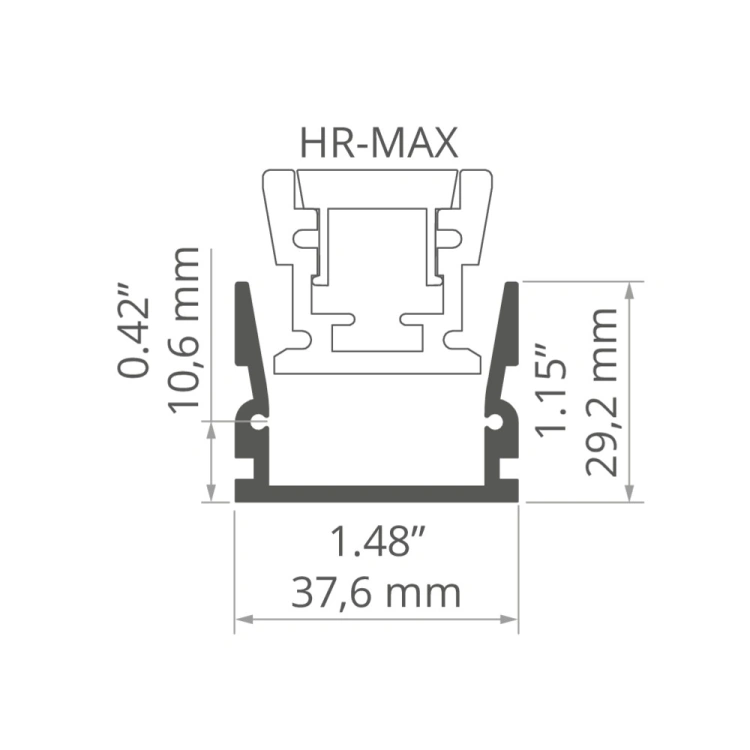 Listwa montażowa profil HR-MAX-T nieanodowany; odcinki 1m, 2m, 3m wymiar.jpg