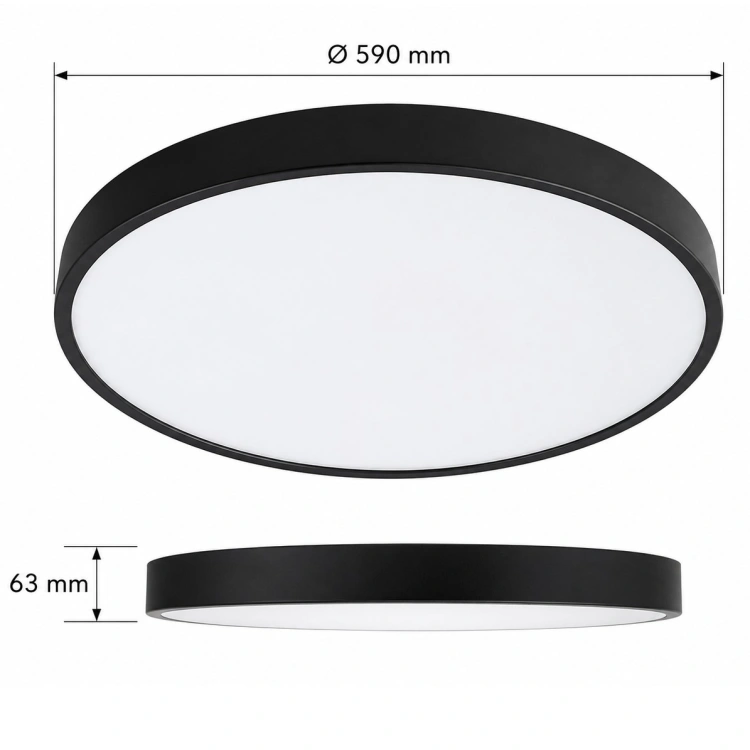 Plafon LED SAMER Black 40W 4000K 3200lm IP20 GXLS367 wymiary