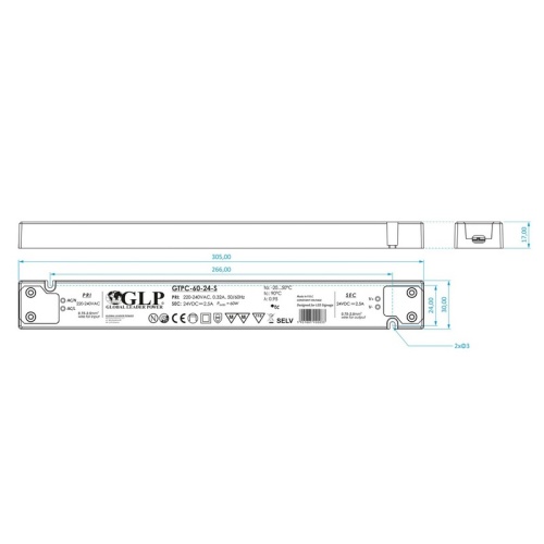 Smukły zasilacz LED 24V 2,5A do taśm LED