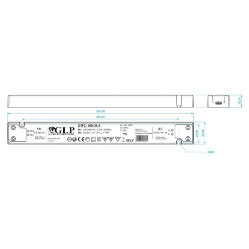 Smukły zasilacz LED 12V 8,34A do taśm LED