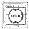 Rysunek wymiarowy gniazda schuko pojedynczego LOGI 02-1220-141 MOW ION 25263
