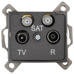 Gniazdo TV-2xSAT końcowe LOGI 02-1590-041 grafitowe MOW ION 25282