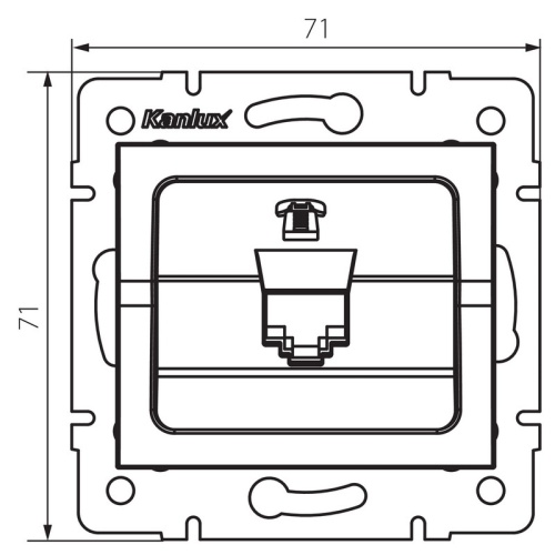 Rysunek wymiarowy gniazda telefonicznego RJ11 LOGI 02-1370-043 MOW ION 25224