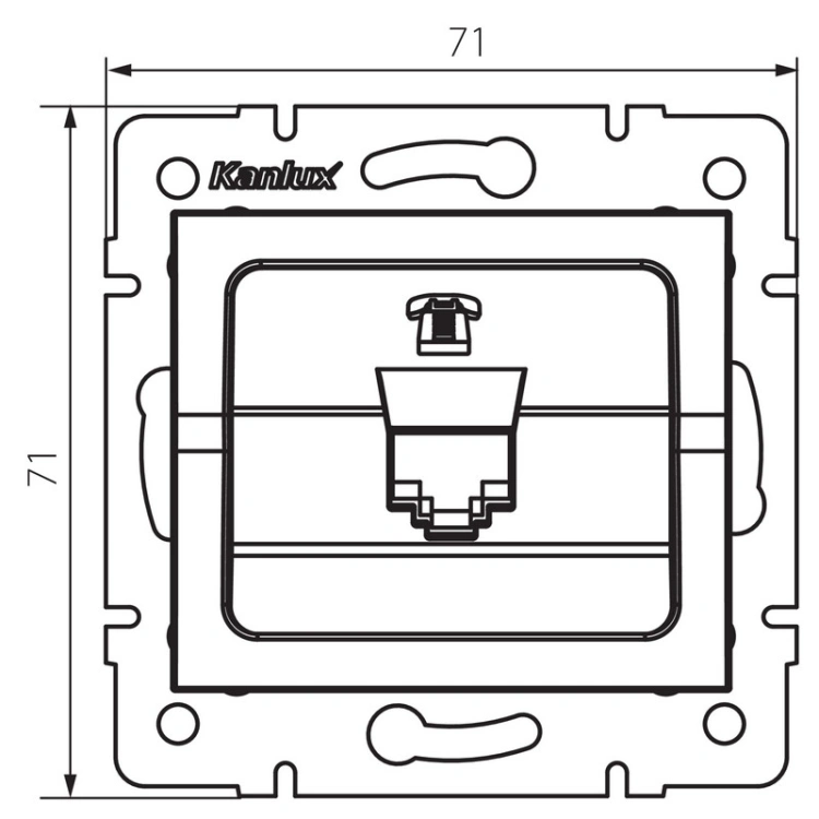Rysunek wymiarowy gniazda telefonicznego RJ11 LOGI 02-1370-043 MOW ION 25224