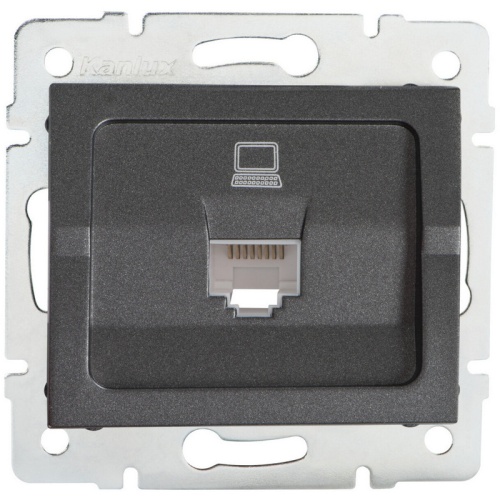 Gniazdo komputerowe pojedyncze (RJ45Cat 5e Jack) LOGI 02-1390-041 grafitowe MOW ION 25285