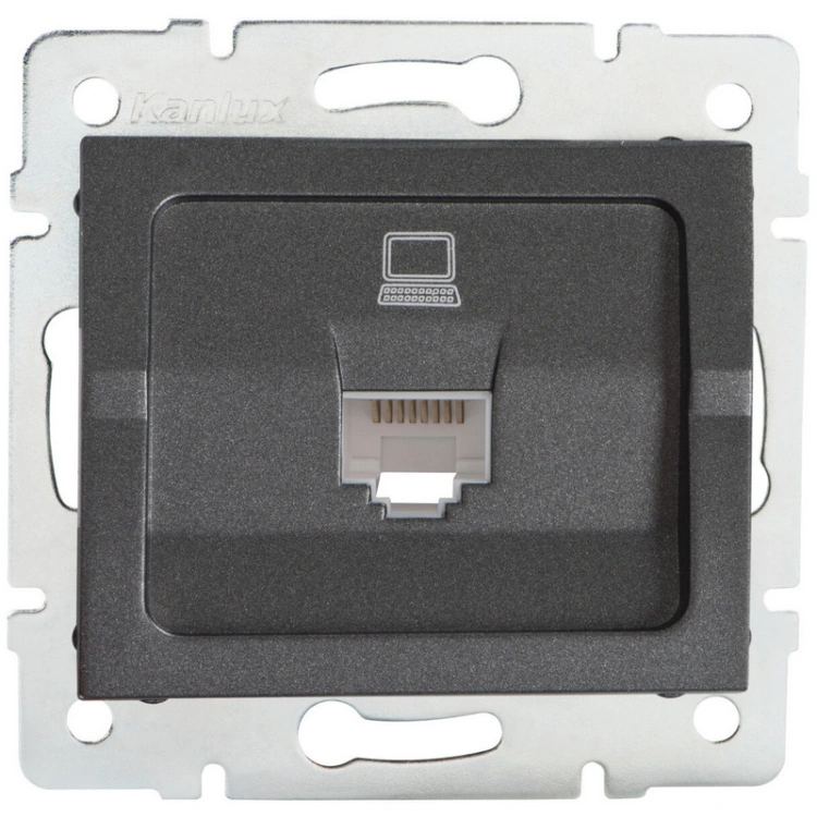 Gniazdo komputerowe pojedyncze (RJ45Cat 5e Jack) LOGI 02-1390-041 grafitowe MOW ION 25285