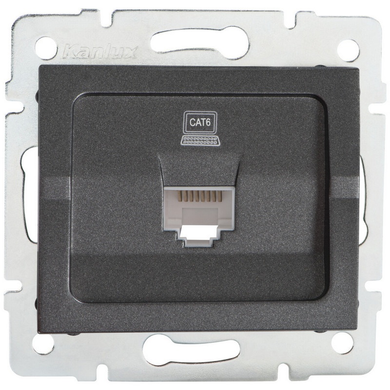 Gniazdo komputerowe (RJ45Cat 6 Jack) LOGI 02-1400-041 grafitowe MOW ION 25285