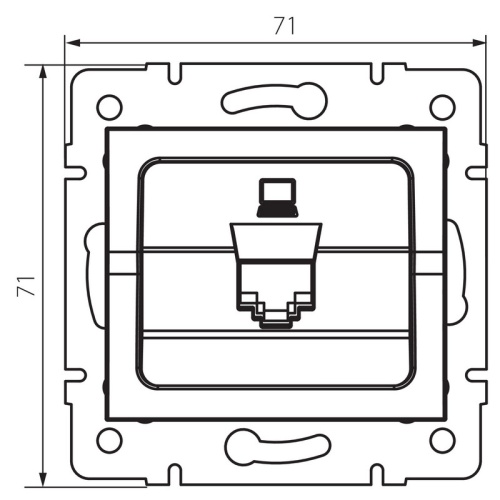 Rysunek wymiarowy gniazda komputerowego LOGI 02-1400-041 MOW ION 25285