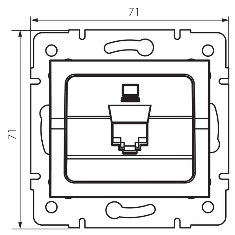 Rysunek wymiarowy gniazda komputerowego LOGI 02-1400-041 MOW ION 25285