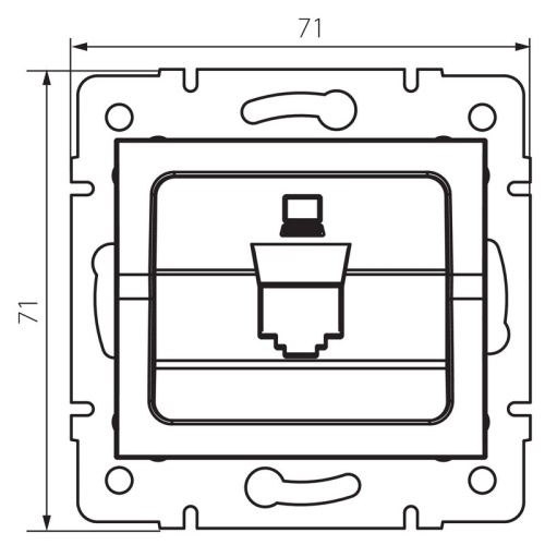 Rysunek wymiarowy adaptera gniazda RJ45 LOGI 02-1399-041 MOW ION 25929