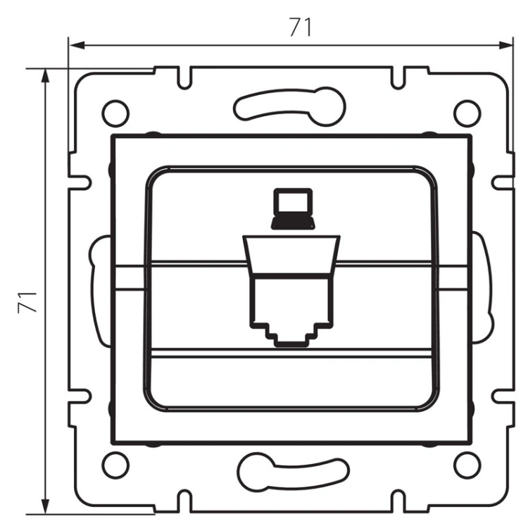 Rysunek wymiarowy adaptera gniazda RJ45 LOGI 02-1399-041 MOW ION 25929