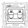 Rysunek wymiarowy adaptera gniazda RJ45 podwójnego LOGI 02-1419-041 MOW ION 25939