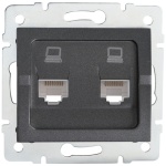 Gniazdo komputerowe podwójne niezależne (2x RJ45Cat 5e Jack) LOGI 02-1410-041 grafitowe MOW ION 25287