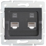 Gniazdo komputerowe podwójne niezależne (2x RJ45Cat 6 Jack) LOGI 02-1420-041 grafitowe MOW ION 25288