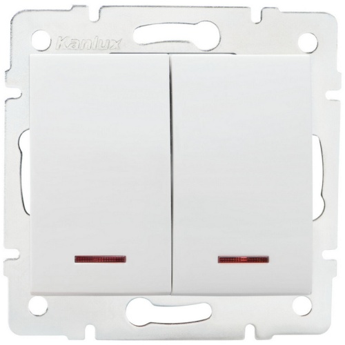 Łącznik zwierny podwójny LED LOGI 02-1023-102 biały MOW ION 25070