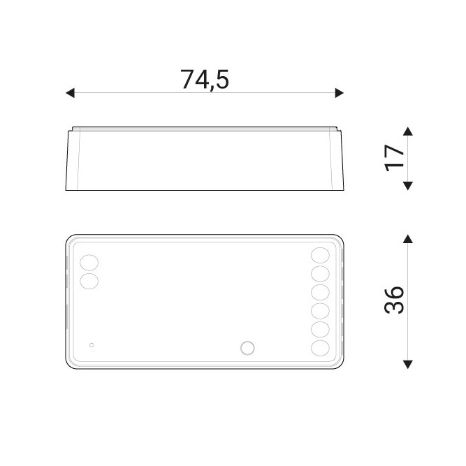 Kontroler LED FUT037W RGB RGBW RGB+CCT MiBoxer - wymiary