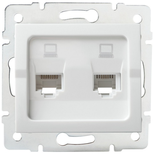 Gniazdo komputerowe podwójne niezależne (2x RJ45Cat 5e Jack) LOGI 02-1410-002 bi białe Kanlux 25110