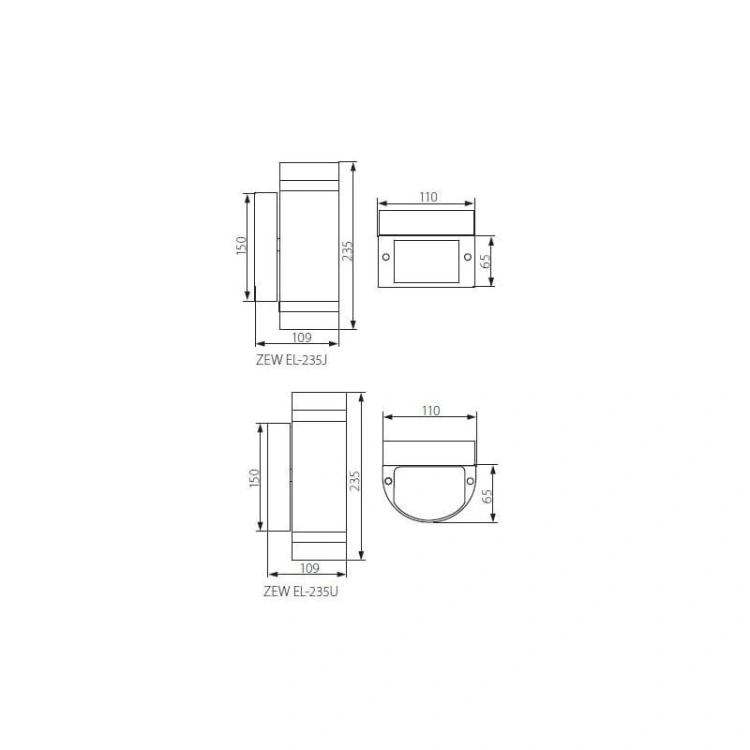 ZEW EL-235J-B OPRAWA ELEWACYJNA 230V IP44 22440 wymiar
