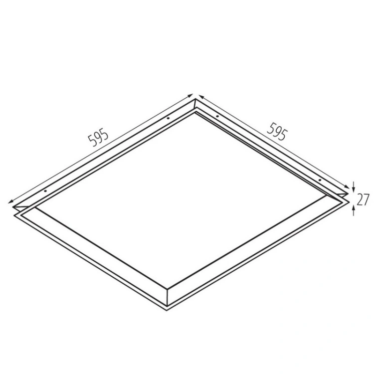Wymiary ramki podtynkowej ADTR SKY-V 6060 W 595x595x27 mm