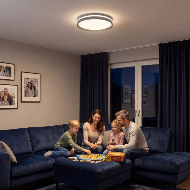 Plafoniera LED Kanlux LIXAN XL w nowoczesnym salonie