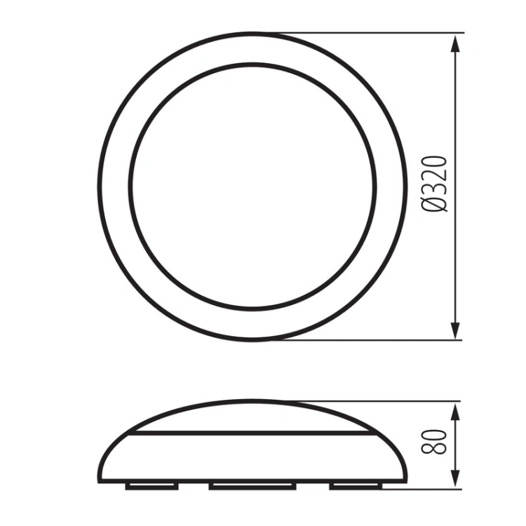 Wymiary plafoniery LED Kanlux DABA AIO M20W W 320mm