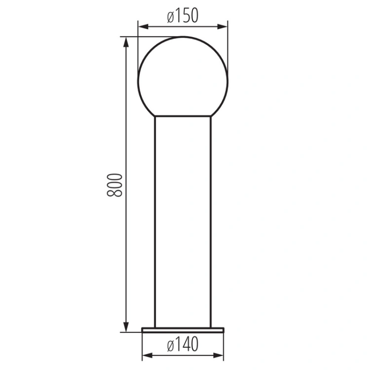 Wymiary oprawy ogrodowej Kanlux STONO 15M 80 GR 800mm