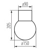 Wymiary oprawy sufitowej Kanlux STONO 15M DL GR 205mm