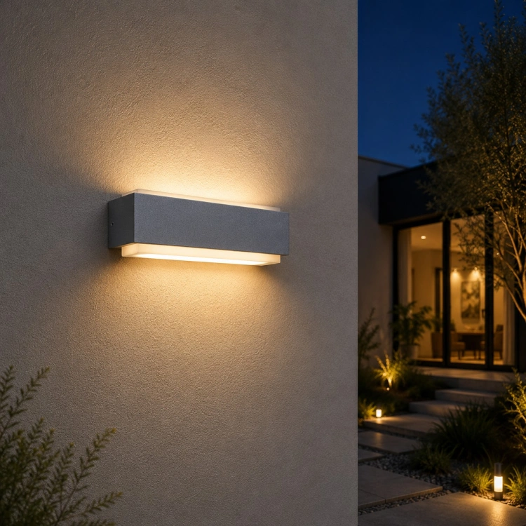 Kinkiet LED elewacyjny VILA 7W 4000K 400lm szary IP54 IK10 Greenlux aranżacja