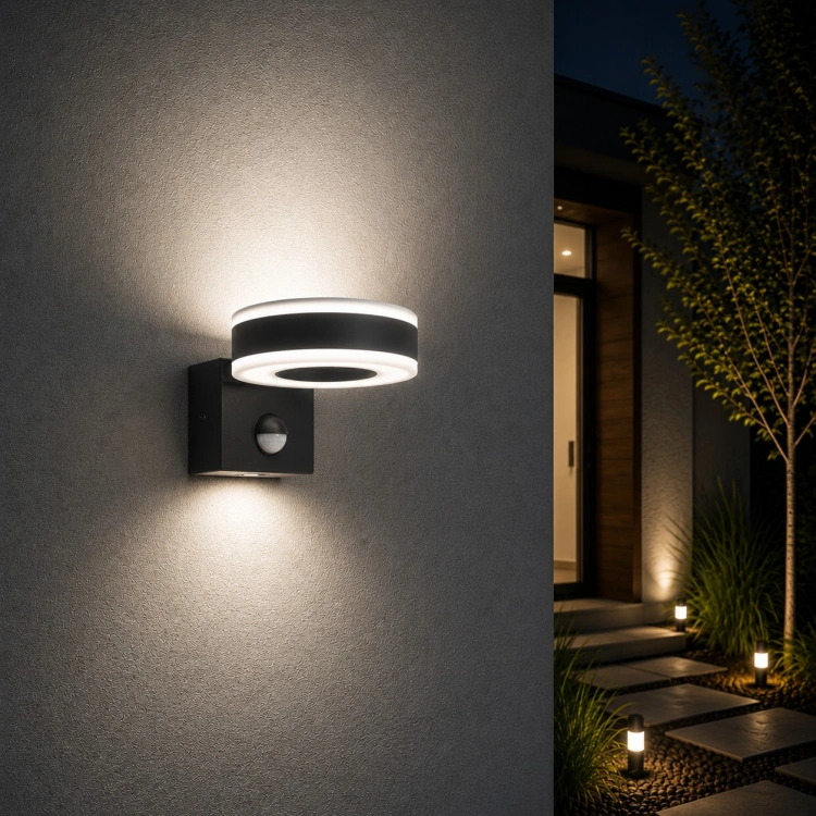 HOWLIT LED 20W oprawa ogrodowa z czujnikiem ruchu 1800lm IP65 4000K czarna